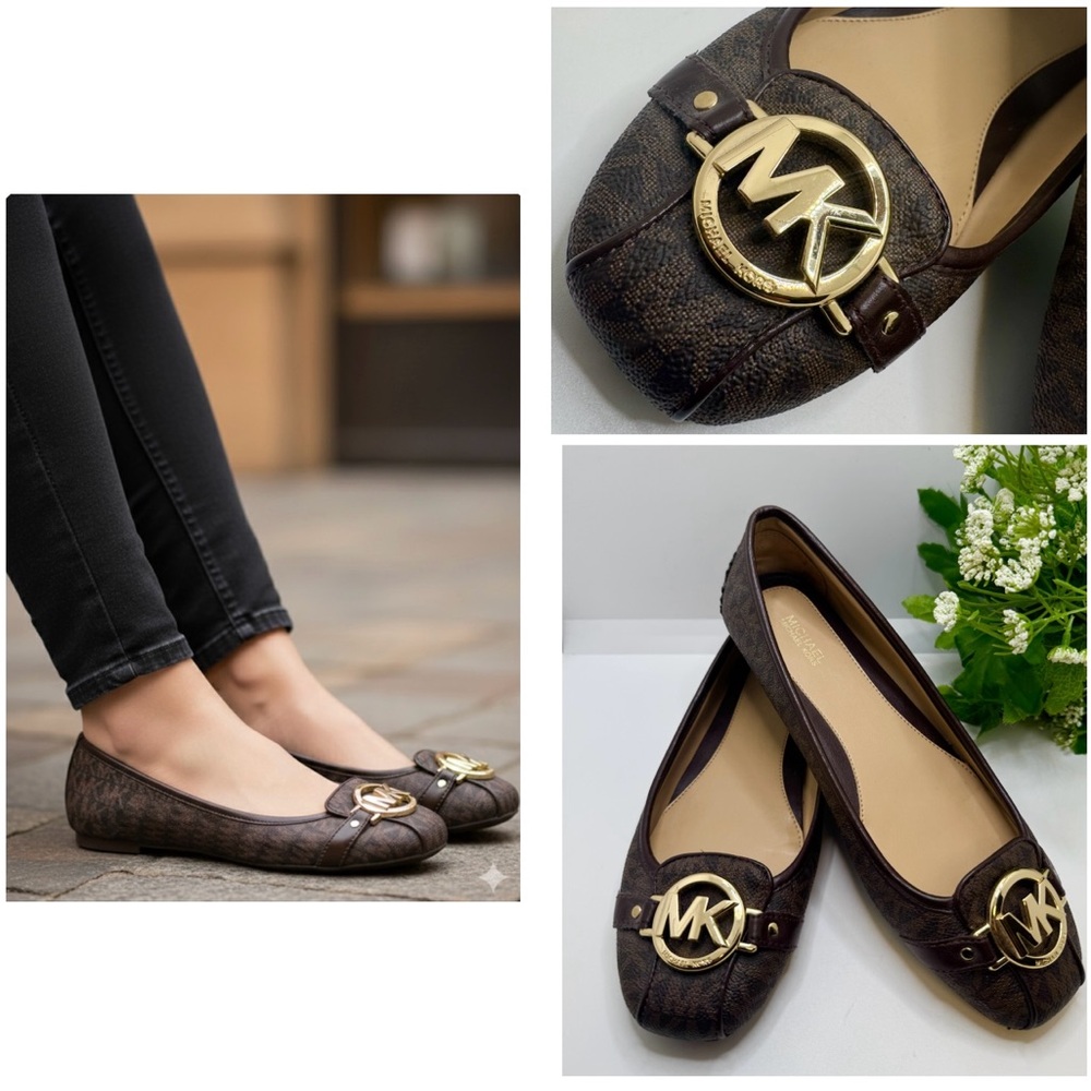 MICHAEL KORS Fulton Studded Logo
Moccasin Print Canvas Flats Womens